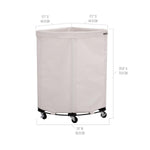 Corner Heavy-Duty Canvas Hamper w/Wheels, 24"W x 17.7"D, Natural White | Space-saving corner design holds 3 to 4 loads of laundry with a durable steel frame, smooth-rolling locking wheels