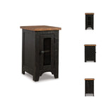 Signature Design by Ashley Valebeck Rustic Farmhouse Chair Side End Table with Cabinet Door, Distressed Black