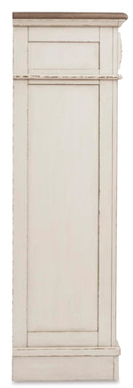 Signature Design by Ashley Realyn French Country 5 Drawer Chest, Tipover Restraint Device, 2-tone Finish, Wood, 40.13" W x 18.13" D x 58.13" H, Chipped White