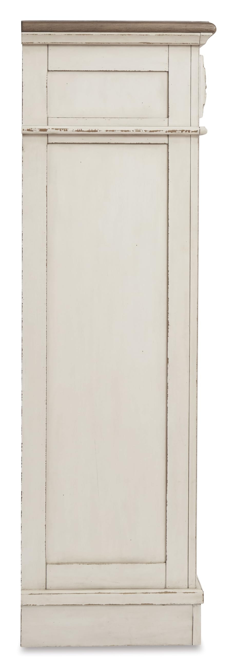 Signature Design by Ashley Realyn French Country 5 Drawer Chest, Tipover Restraint Device, 2-tone Finish, Wood, 40.13" W x 18.13" D x 58.13" H, Chipped White