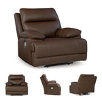 Signature Design by Ashley Skymaker Modern Faux Leather Manual Rocker Recliner with Track Arms, Dark Brown