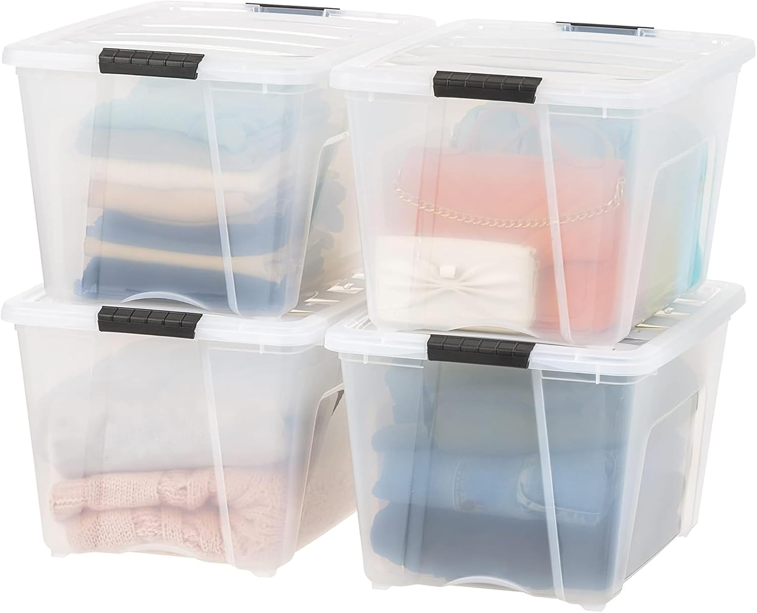 IRIS USA 6-Pack 6 Quart Storage Bins with Lids | Transparent design makes contents easy to find. Ideal for shoes, photos, documents, and small essentials. Nestable design