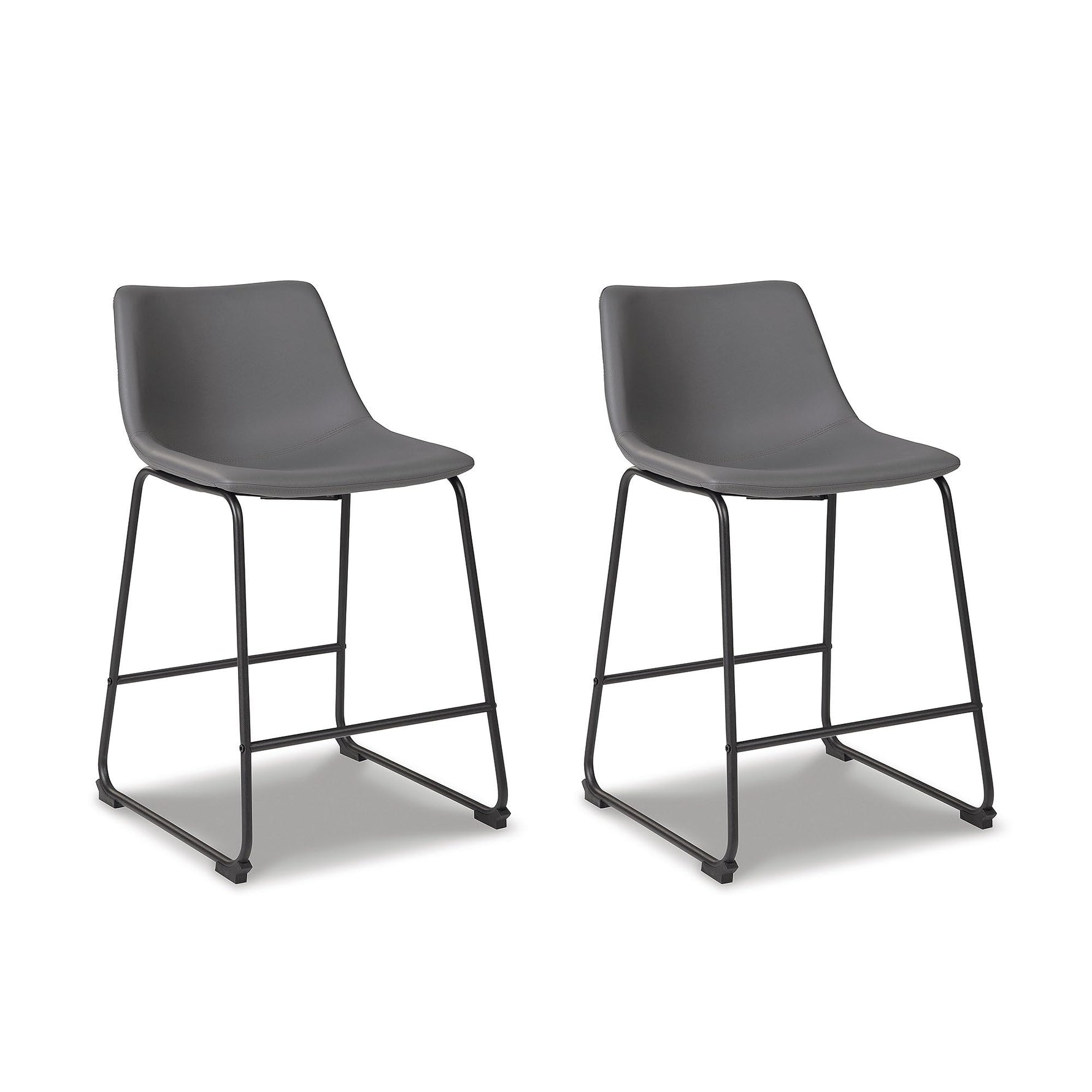 Signature Design by Ashley Centiar 24" Counter Height Modern Bucket Barstool, 2 Count, Black