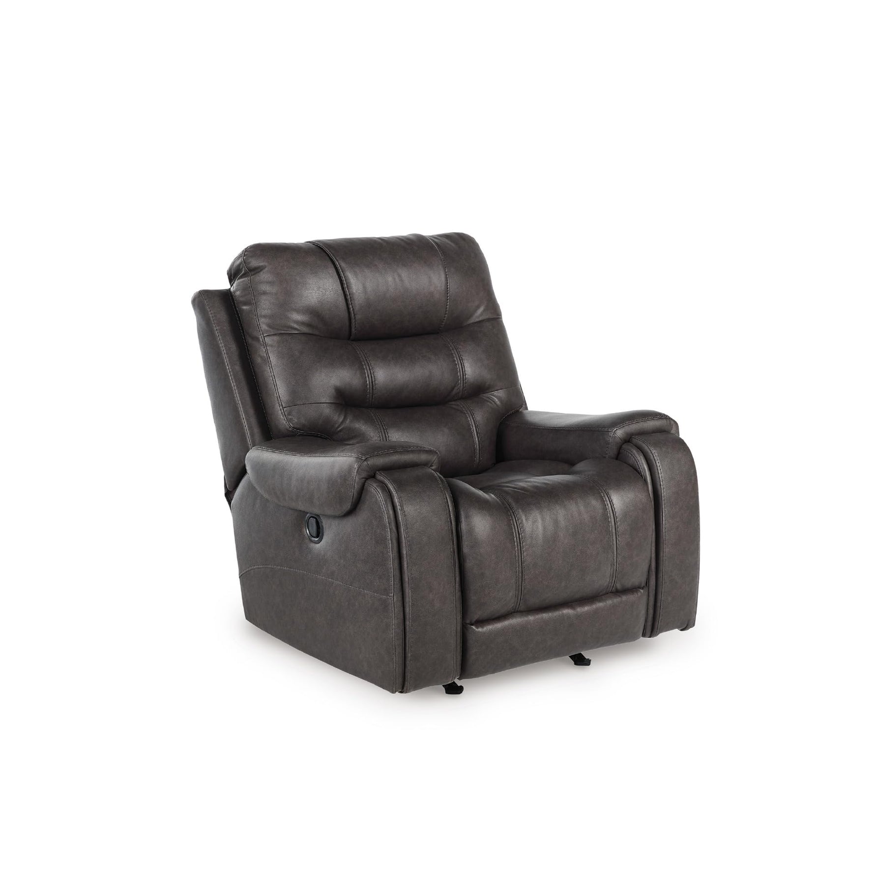 Signature Design by Ashley Skymaker Modern Faux Leather Manual Rocker Recliner with Track Arms, Dark Brown