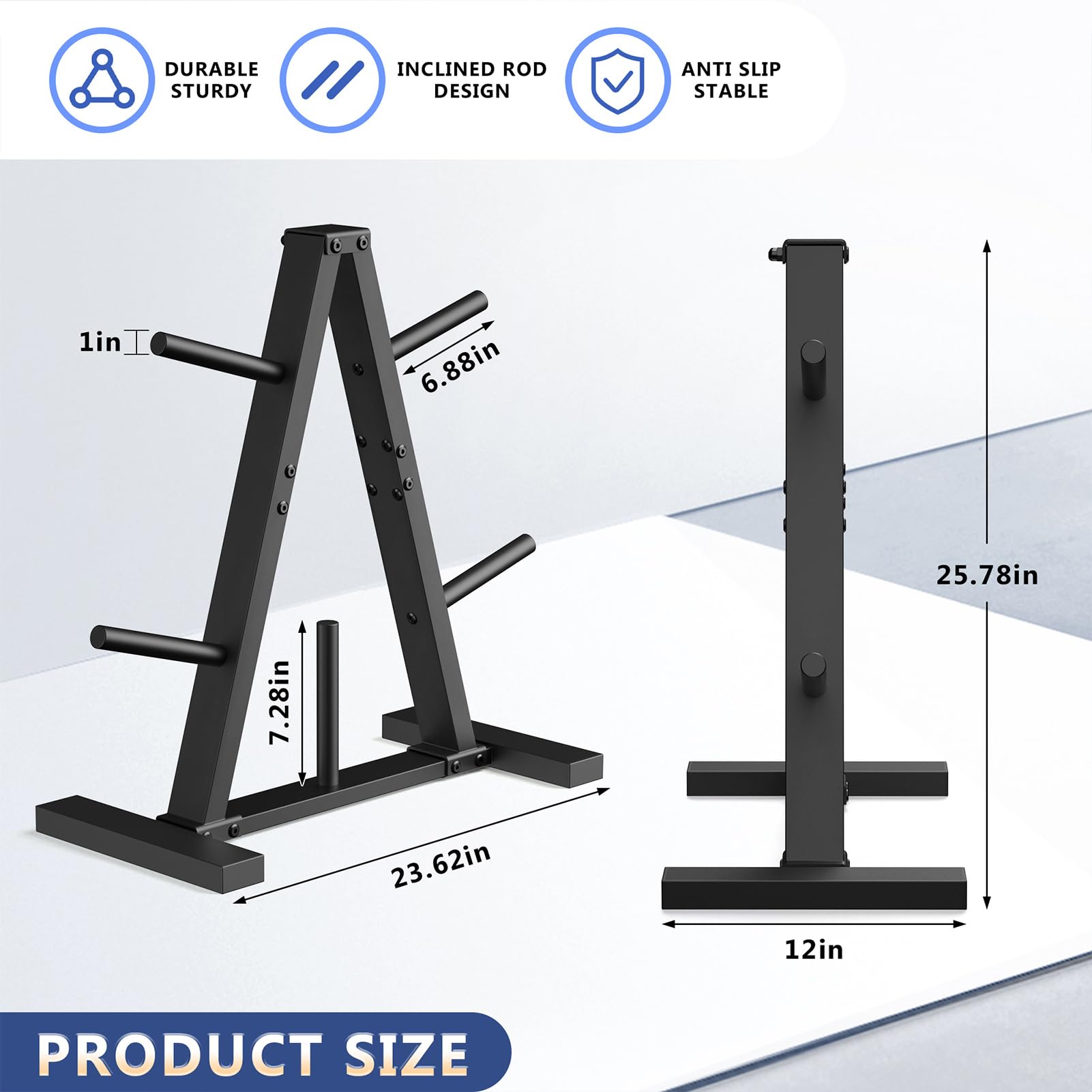 Weight Plate Rack, Weight Tree, Home Gym Storage Stand, Holds 300 lbs