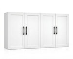 Wall Cabinet with Adjustable Shelves, Laundry Room Cabinet with 4 Doors, Kitchen Storage Cupboard Cabinet, Wall Mount Medicine Cabinet for Bathroom, Living Room, White