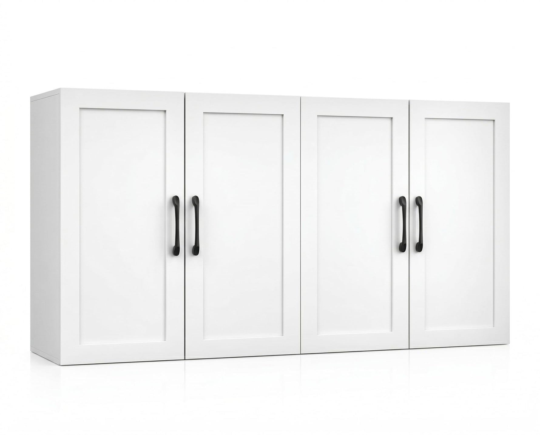 Wall Cabinet with Adjustable Shelves, Laundry Room Cabinet with 4 Doors, Kitchen Storage Cupboard Cabinet, Wall Mount Medicine Cabinet for Bathroom, Living Room, White