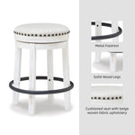 Signature Design by Ashley Valebeck Upholstered Swivel Stool, Cushioned Seat, Woven Fabric Upholstery, Wood, 24" H, Brown & Black