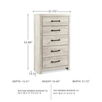 Signature Design by Ashley Cayboni Vintage 5 Drawer Wide Chest with Safety Stop for Bedroom, White