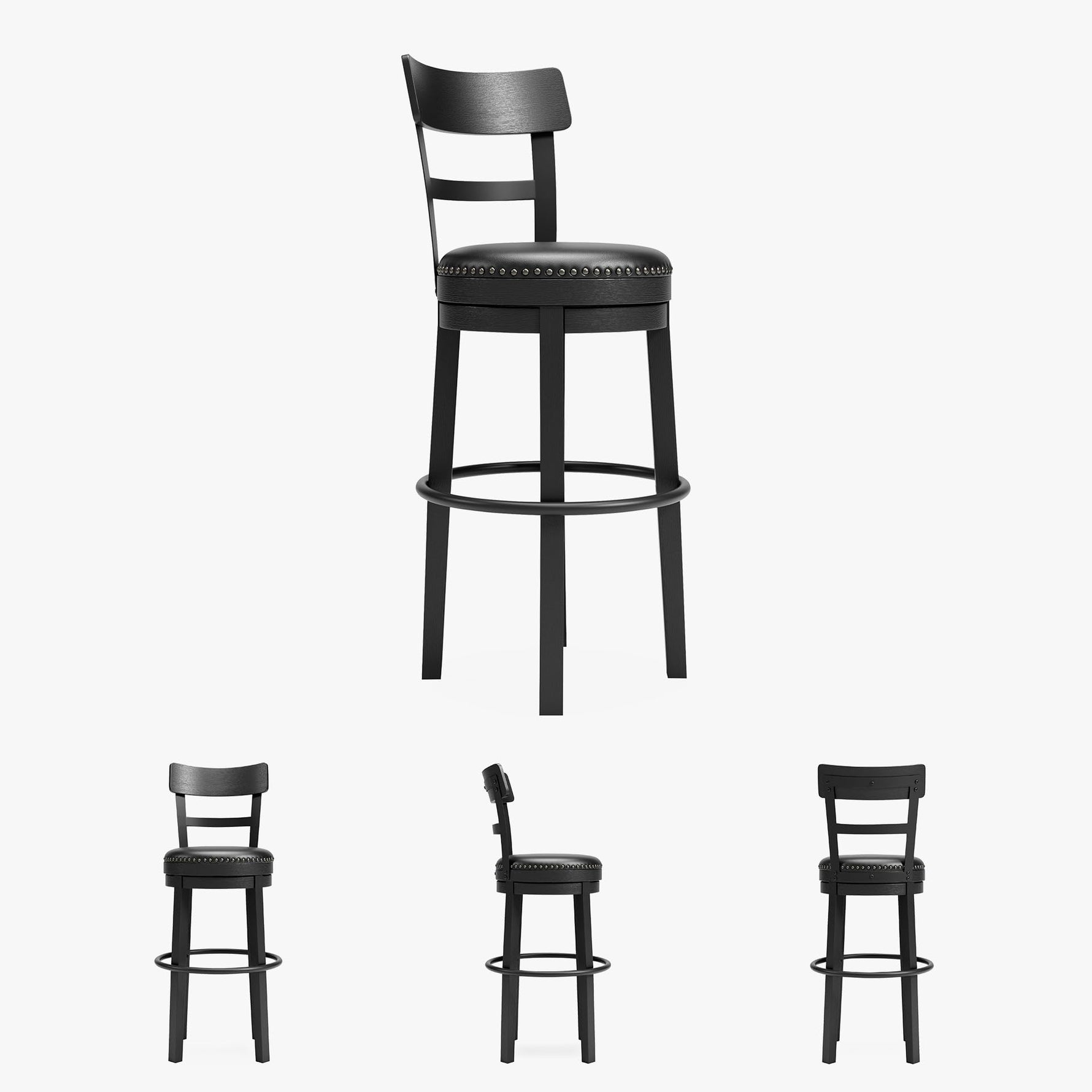 Signature Design by Ashley Valebeck Upholstered Swivel Stool, Cushioned Seat, Woven Fabric Upholstery, Wood, 24" H, Brown & Black