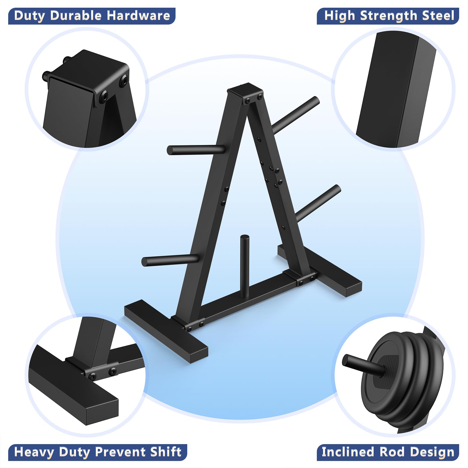Weight Plate Rack, Weight Tree, Home Gym Storage Stand, Holds 300 lbs