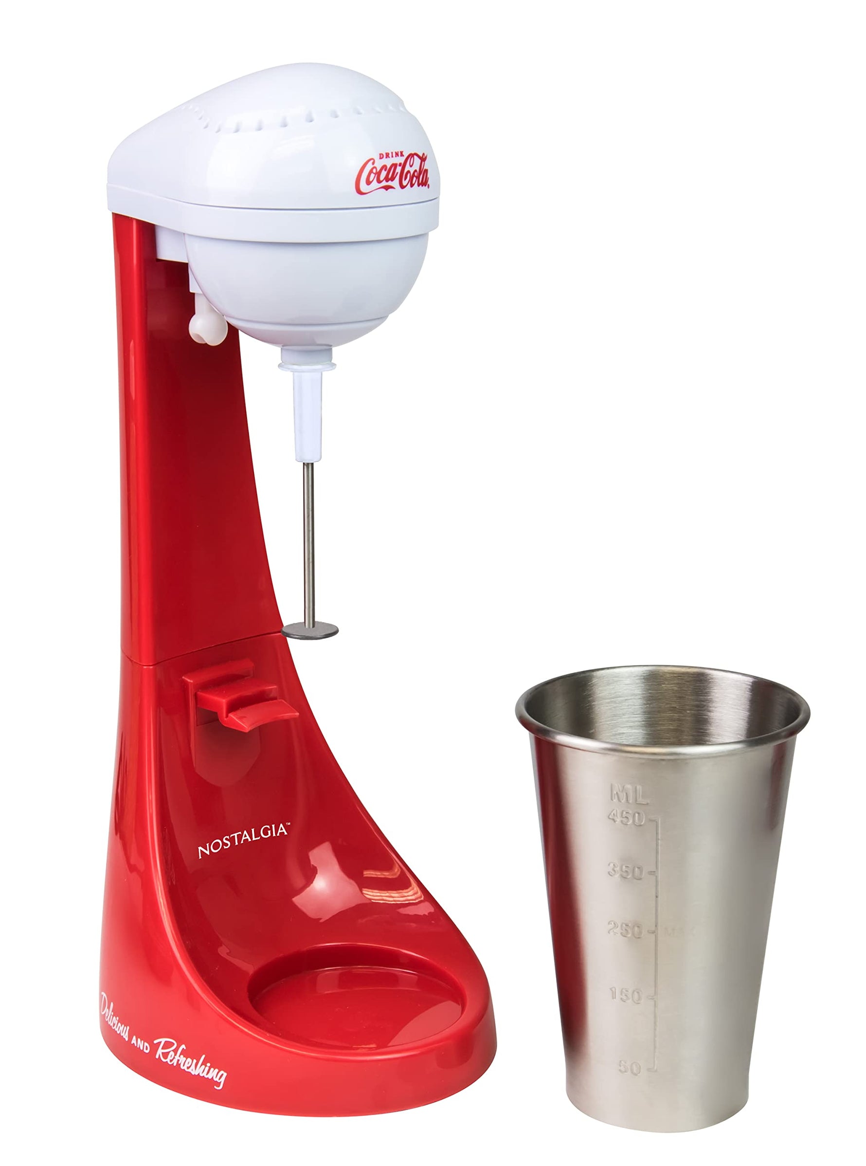 Nostalgia Two-Speed Electric Milkshake Maker and Drink Mixer, Includes 16-Ounce Stainless Steel Mixing Cup & Rod, Jade Green