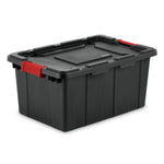 Sterilite 6-Pack Industrial Tote, Plastic Storage Bins with Lids, 15 Gallon, Black - Heavy-Duty Organizing Containers for Closet, Bathroom, and Office