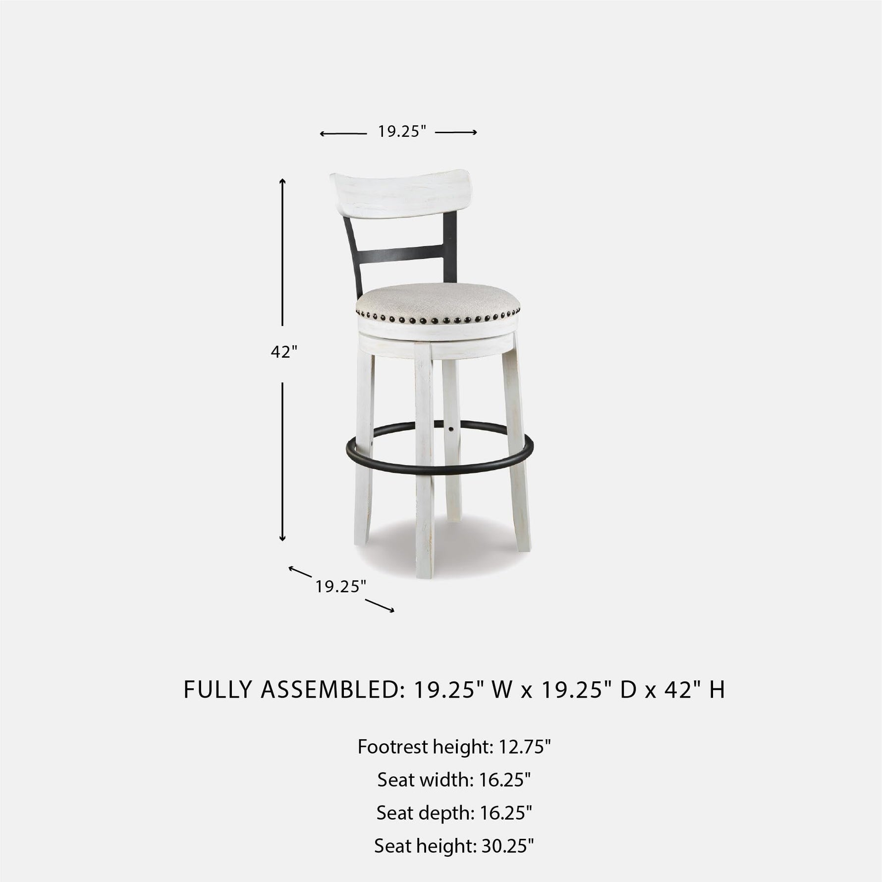 Signature Design by Ashley Valebeck Upholstered Swivel Stool, Cushioned Seat, Woven Fabric Upholstery, Wood, 24" H, Brown & Black