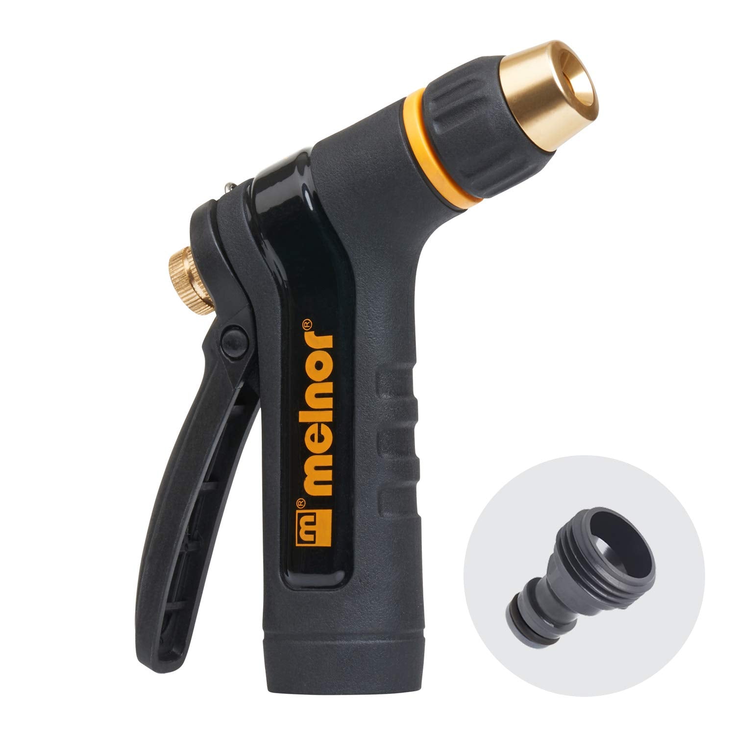 Melnor 65020-AMZ Metal Nozzle with QuickConnect Product Adapter Set, Multi-Pattern, Heavyweight Rear Trigger