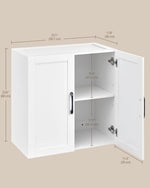 Wall Cabinet with Adjustable Shelves, Laundry Room Cabinet with 4 Doors, Kitchen Storage Cupboard Cabinet, Wall Mount Medicine Cabinet for Bathroom, Living Room, White