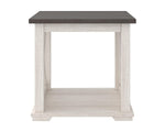 Signature Design by Ashley Aldwin Casual Farmhouse Rectangular End Table with Crossbuck Details, Metal Bracket Accents, Wood, 25" High, Weathered Gray