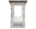 Signature Design by Ashley Havalance Farmhouse Sofa Table, Flip Top Design for Additional Dining Space and Fixed Lower Shelf, Gray & White with Weathered Finish