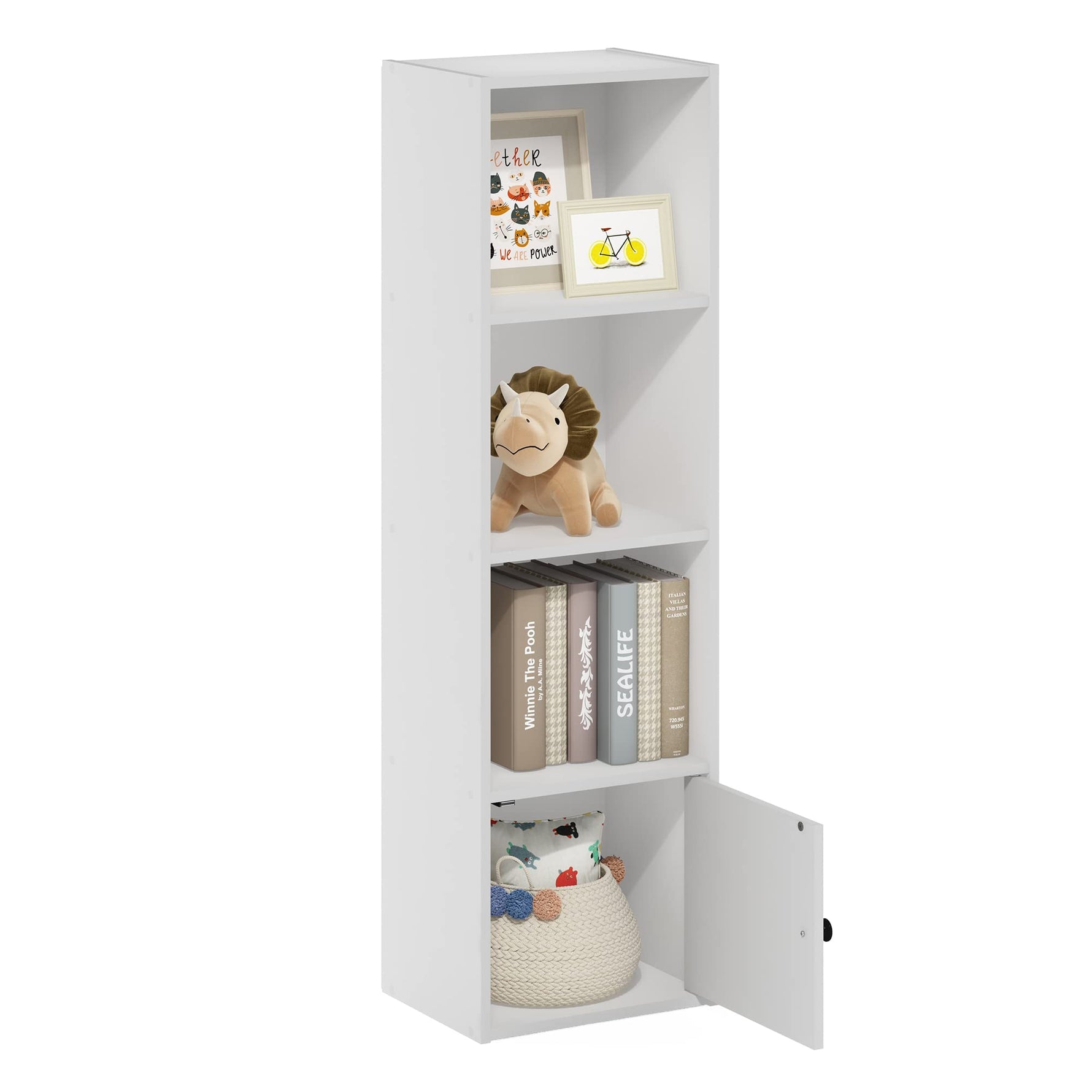 Furinno LUDER Book Shelf, 5-Cube Bookshelf, Reversible Bookcase, 9.4 x 19.5 x 31.5, Easy Assembly, for Living Room, Bedroom, Home Office, White