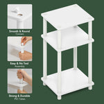 Furinno JUST Side Table, 3-Tier End Table, Open Shelves Night Stand, Bedside Table, Toolless Assembly, for Living Room, Bedroom, Bathroom, Columbia Walnut