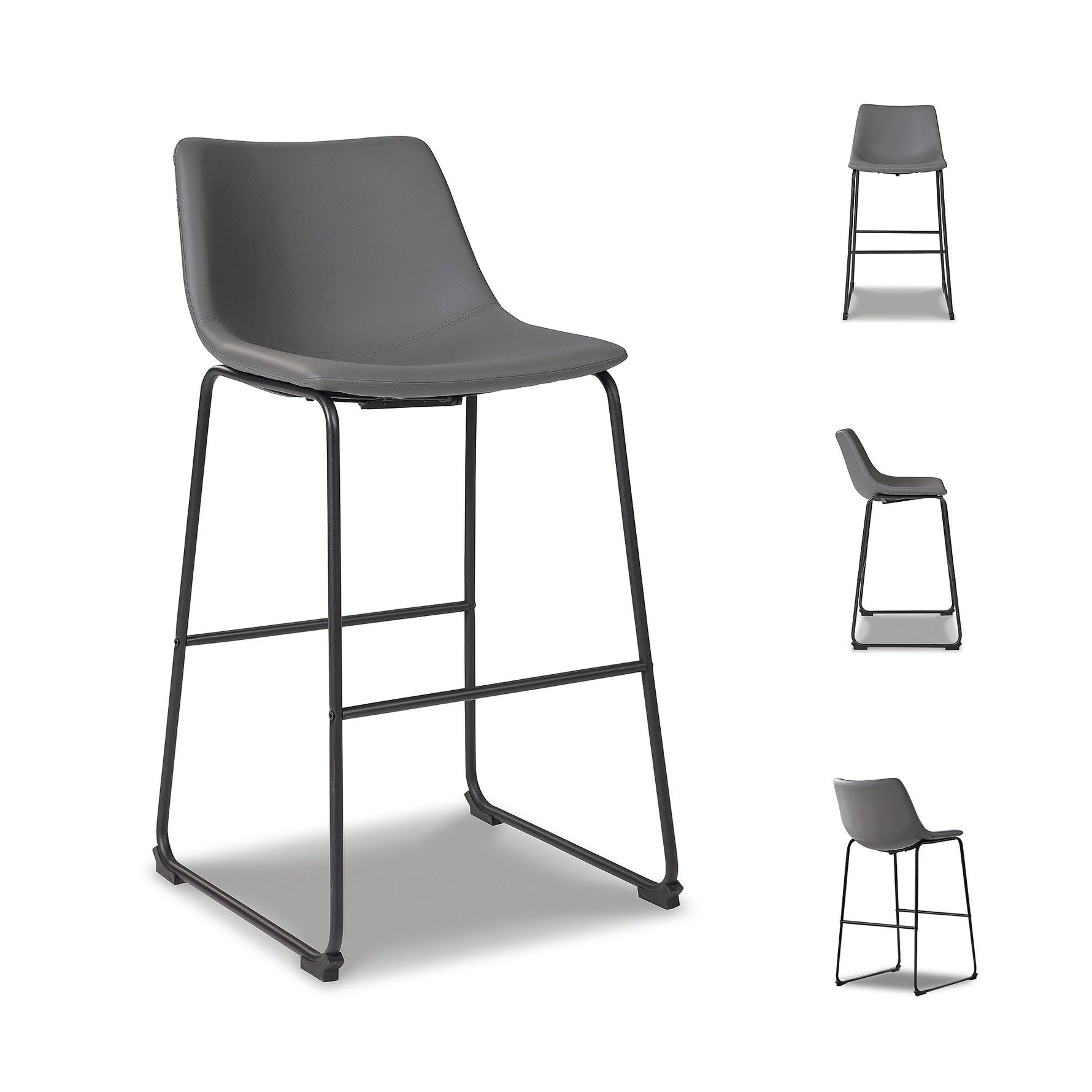Signature Design by Ashley Centiar 24" Counter Height Modern Bucket Barstool, 2 Count, Black