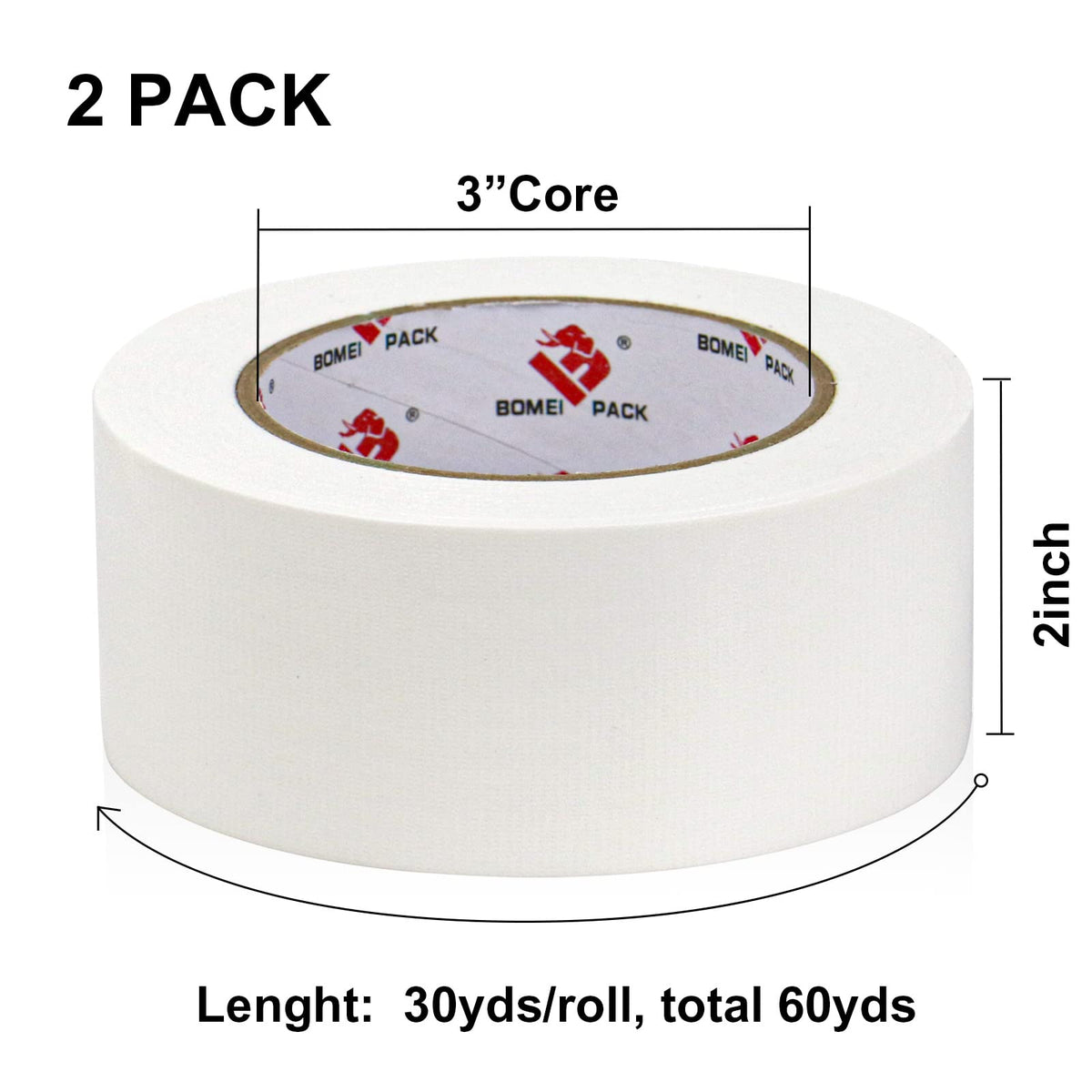 2 Pack Duct Tape Heavy Duty,9 Mil Thickness,2 Inches x 30 Yards,Strong Industrial Strength,Flexible,No Residue,Waterproof and Tear by Hand,Multi-Use for Indoor & Outdoor Repairs(Black)