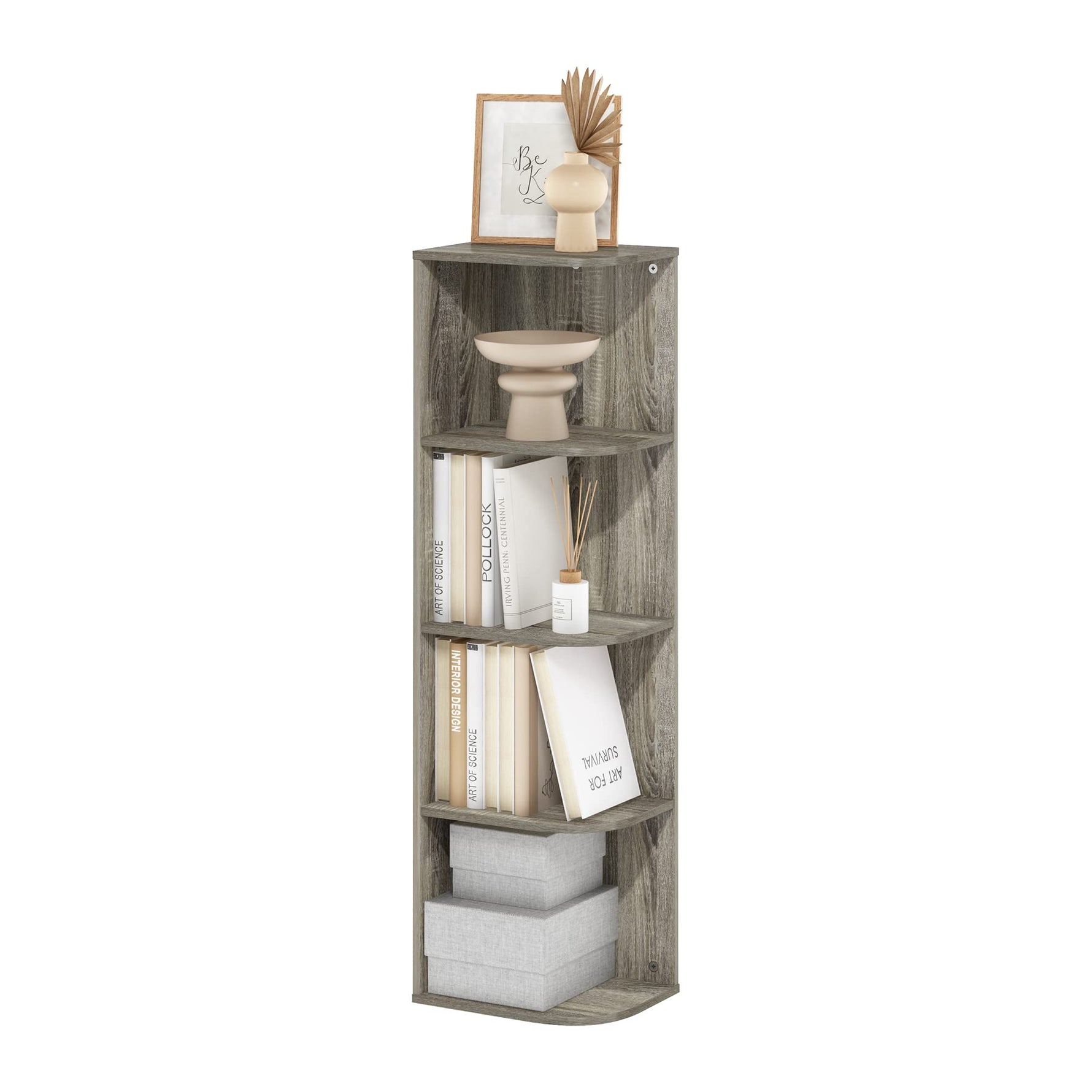 Furinno LUDER Book Shelf, 5-Cube Bookshelf, Reversible Bookcase, 9.4 x 19.5 x 31.5, Easy Assembly, for Living Room, Bedroom, Home Office, White
