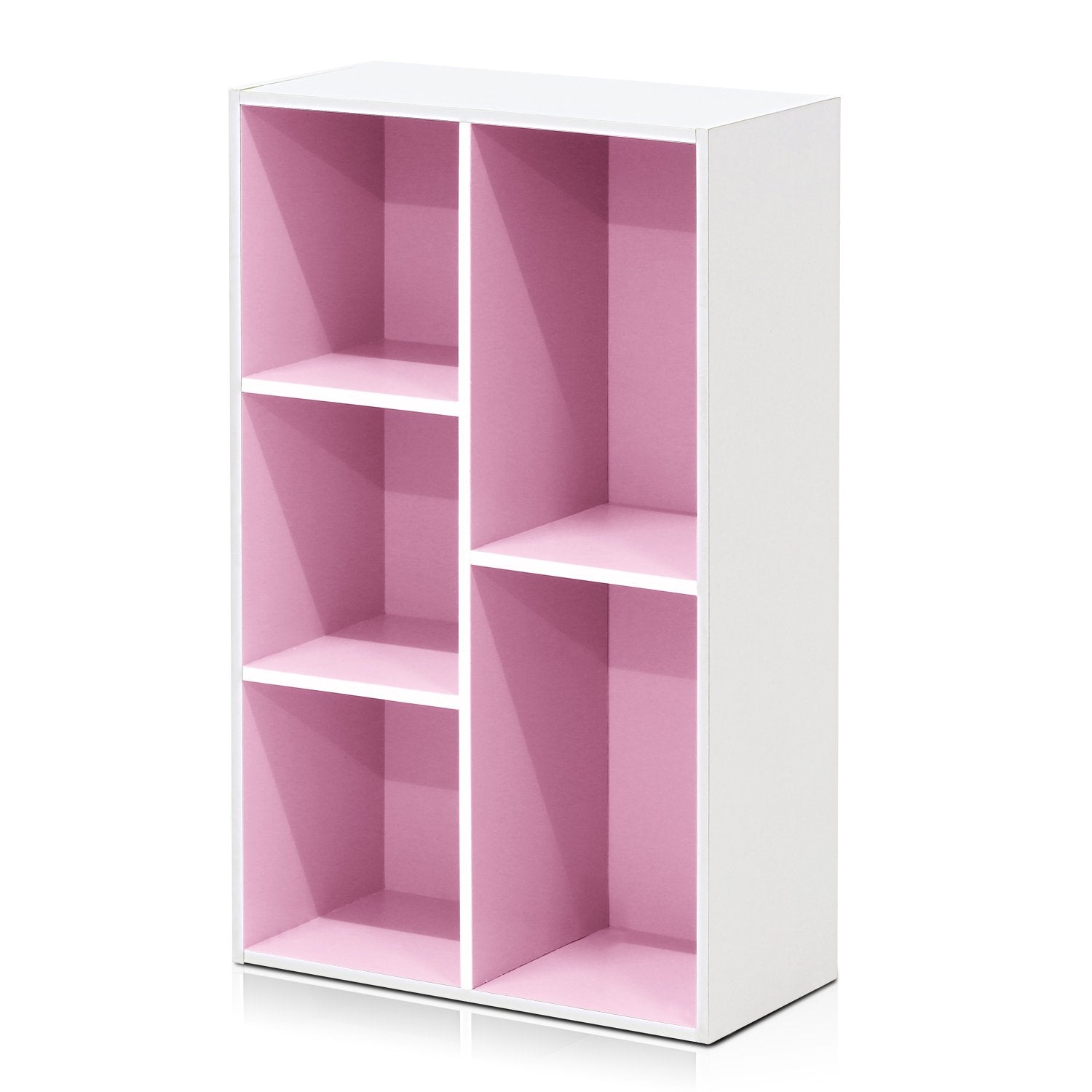 Furinno LUDER Book Shelf, 5-Cube Bookshelf, Reversible Bookcase, 9.4 x 19.5 x 31.5, Easy Assembly, for Living Room, Bedroom, Home Office, White