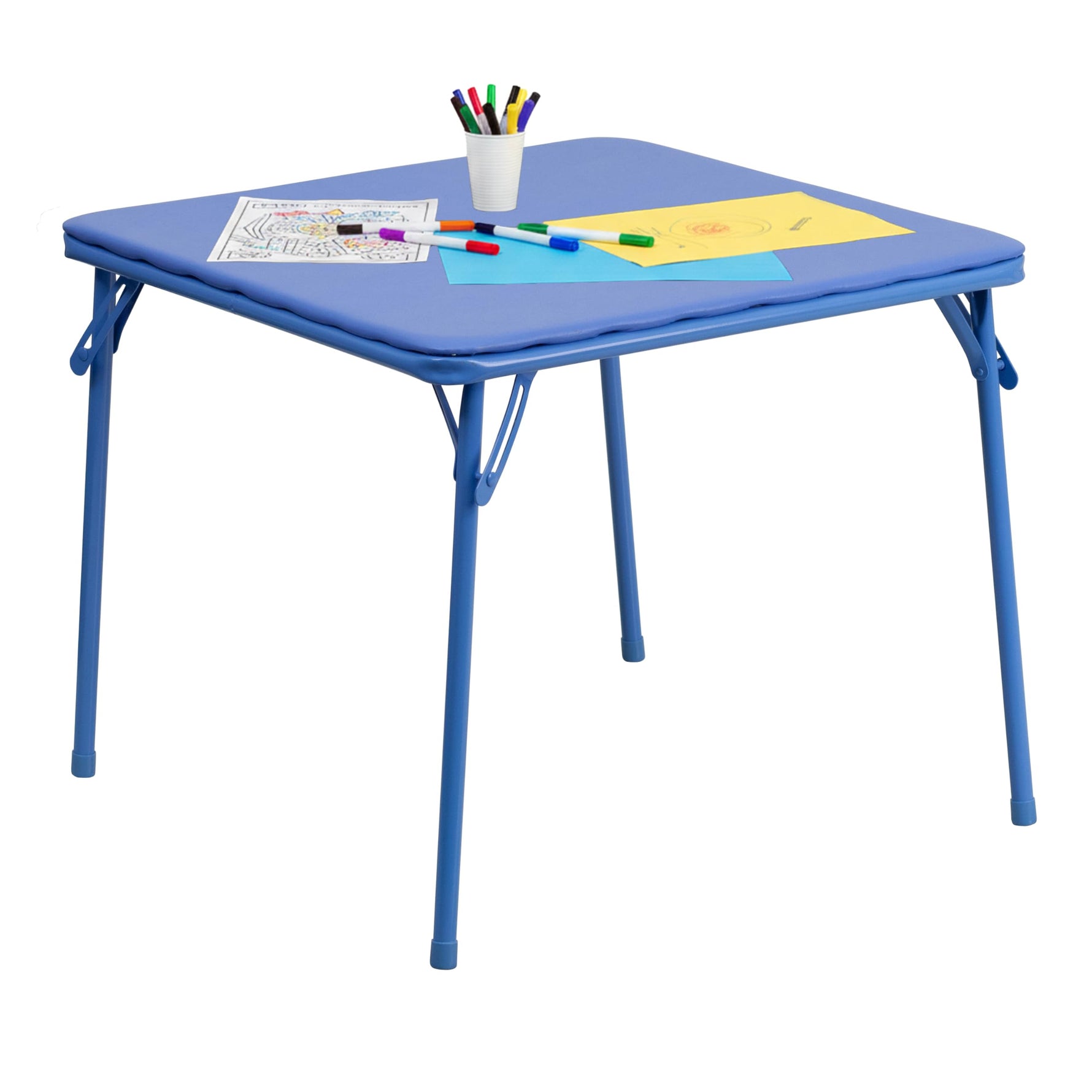 Flash Furniture Mindy Kids 5-Piece set Folding Square Table and Chairs Set for Daycare and Classrooms, Children's Activity Table and Chairs Set, Multicolor
