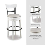 Signature Design by Ashley Valebeck Upholstered Swivel Stool, Cushioned Seat, Woven Fabric Upholstery, Wood, 24" H, Brown & Black