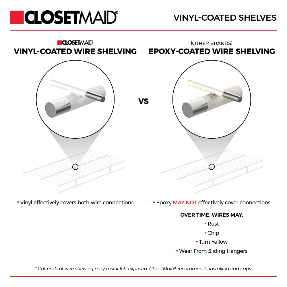 ClosetMaid ShelfTrack Wire Closet Organizer System, Adjustable from 5 to 8 Ft., with Shelves, Clothes Rods, Hardware, Durable Steel, White