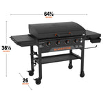 Blackstone Original 36" Griddle, Portable Outdoor Grill with Built-In Hood, Black - Includes Extendable Side Shelves and Caster Wheels