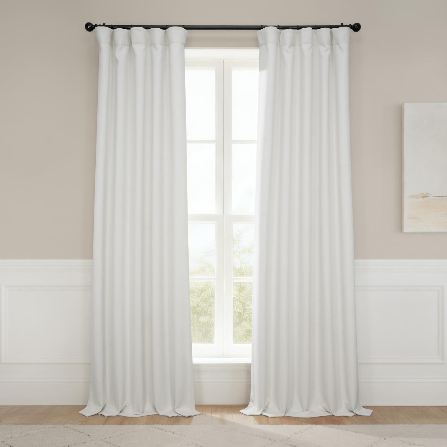 HPD Half Price Drapes - Faux Linen Curtains for Living Room (1 Panel) - 50W X 96L - Textured Room Darkening Curtains for Bedroom 96 Inches Long - Drapes for Home Decor, Birch