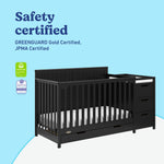Graco Hadley 5-in-1 Convertible Crib with Drawer – GREENGUARD Gold Certified, Fits Standard Crib Mattress, Converts to Toddler Bed, Daybed and Full Bed, 4 Adjustable Mattress Heights (White)