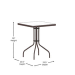 Flash Furniture Barker 23.5" Square Indoor/Outdoor Tempered Glass Patio Side Table, Outdoor Patio Table for Commercial or Residential Use, Clear/Black
