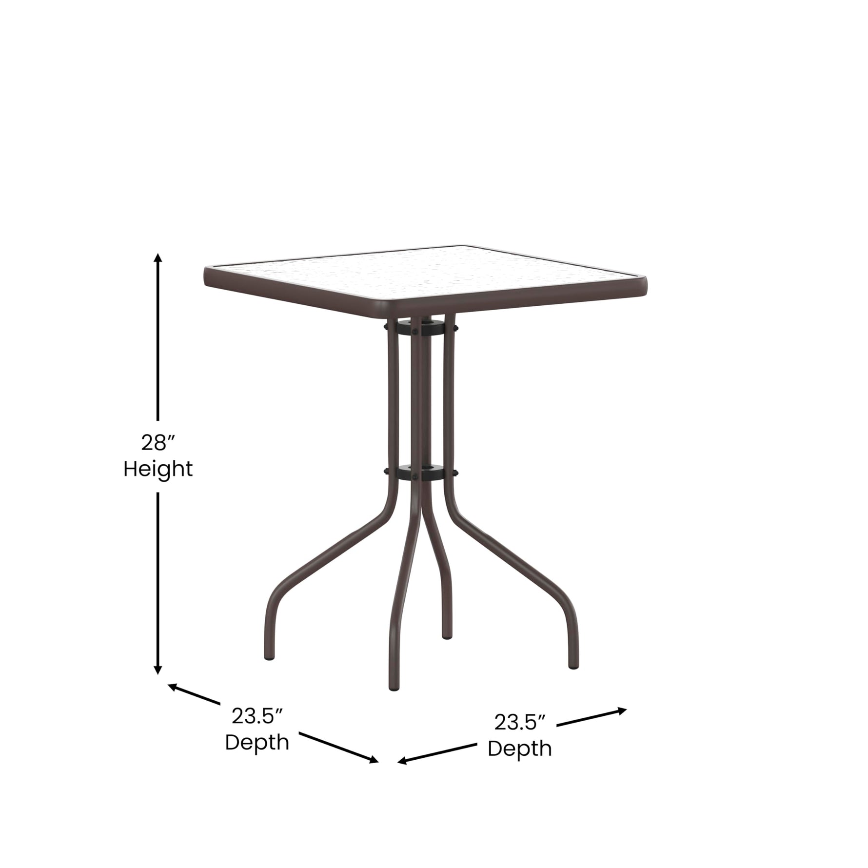 Flash Furniture Barker 23.5" Square Indoor/Outdoor Tempered Glass Patio Side Table, Outdoor Patio Table for Commercial or Residential Use, Clear/Black