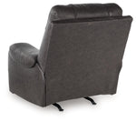 Signature Design by Ashley Skymaker Modern Faux Leather Manual Rocker Recliner with Track Arms, Dark Brown