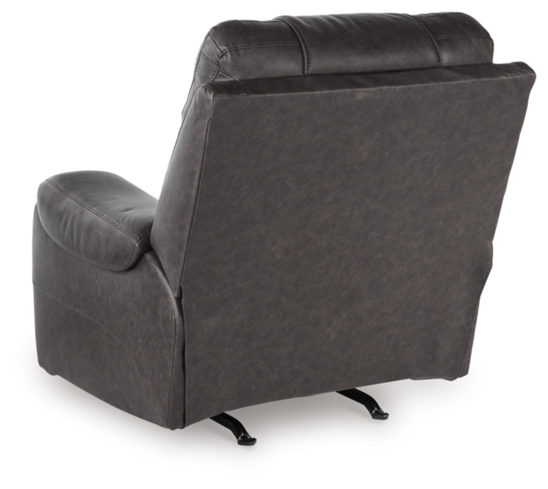 Signature Design by Ashley Skymaker Modern Faux Leather Manual Rocker Recliner with Track Arms, Dark Brown