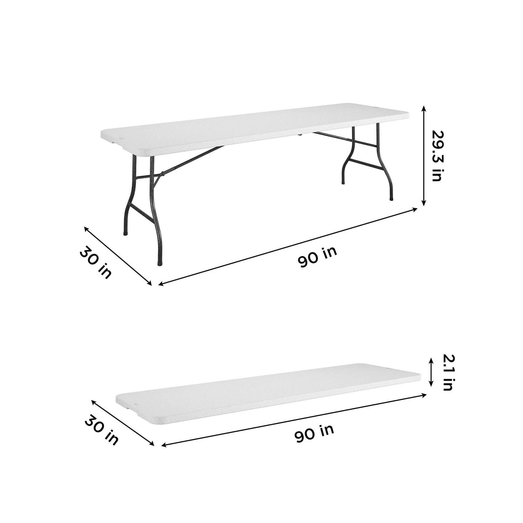COSCO 6 ft. Fold-in-Half Banquet Table w/Handle, Black