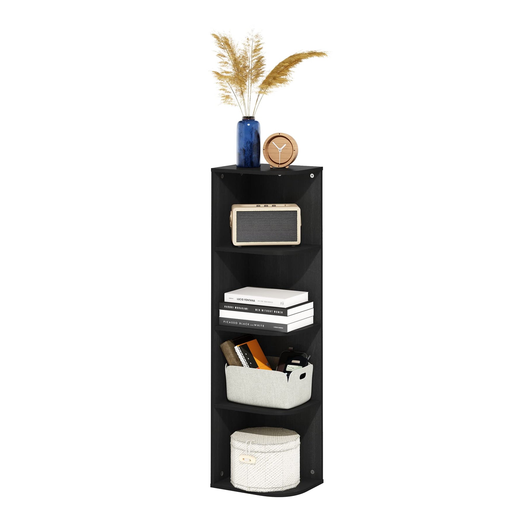 Furinno LUDER Book Shelf, 5-Cube Bookshelf, Reversible Bookcase, 9.4 x 19.5 x 31.5, Easy Assembly, for Living Room, Bedroom, Home Office, White