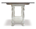 Signature Design by Ashley Havalance Farmhouse Sofa Table, Flip Top Design for Additional Dining Space and Fixed Lower Shelf, Gray & White with Weathered Finish