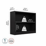 Bush Home Universal Small 2 Shelf Bookcase in Black, Low Storage and Display Bookshelf for Home Office or Living Room Organization