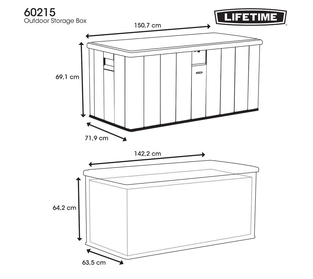 LIFETIME Outdoor Storage Box, 150 Gallon