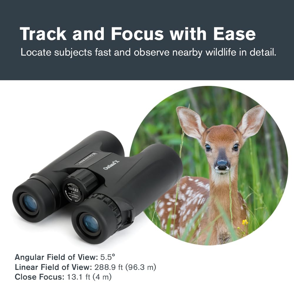 Celestron - Outland X 10x42 Binoculars – Ideal for Birding and Outdoors – 42mm Objective Lenses – 5.5° Field of View – BaK-4 Prisms – Multi-Coated – Waterproof and Fogproof