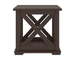 Signature Design by Ashley Aldwin Casual Farmhouse Rectangular End Table with Crossbuck Details, Metal Bracket Accents, Wood, 25" High, Weathered Gray