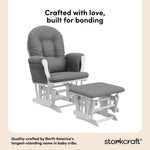 Storkcraft Premium Hoop Glider & Ottoman (Espresso with Beige) — GREENGUARD Gold Certified, Solid Wood Craftsmanship, Convenient Storage Pockets, Glider Rocking Chair for Nursery, Multi-Award-Winning