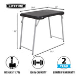 LIFETIME Stacking Compact Folding Table, 30 in. x 20 in., Black and Silver, Indoor/Outdoor