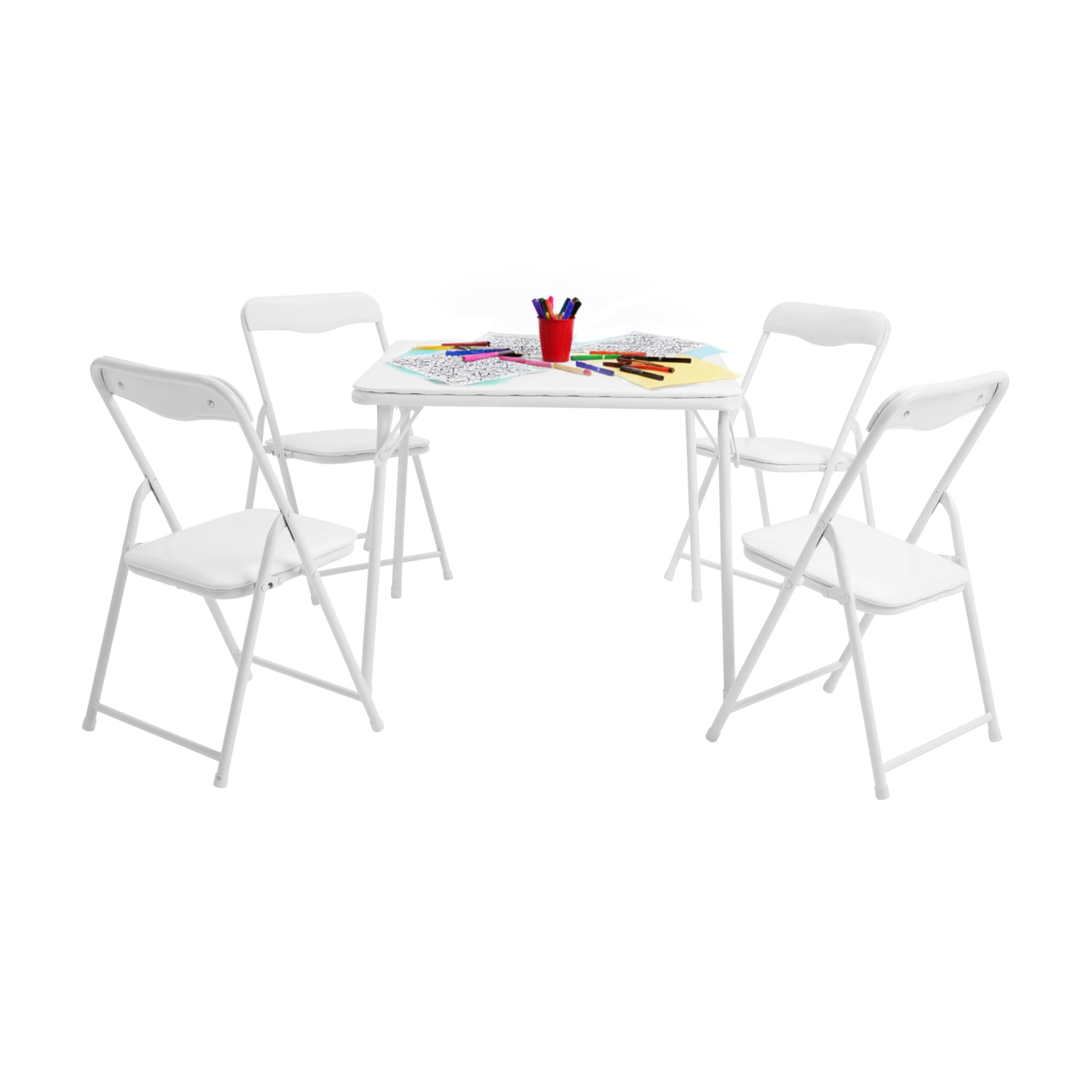 Flash Furniture Mindy Kids 5-Piece set Folding Square Table and Chairs Set for Daycare and Classrooms, Children's Activity Table and Chairs Set, Multicolor