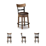 Signature Design by Ashley Valebeck Upholstered Swivel Stool, Cushioned Seat, Woven Fabric Upholstery, Wood, 24" H, Brown & Black