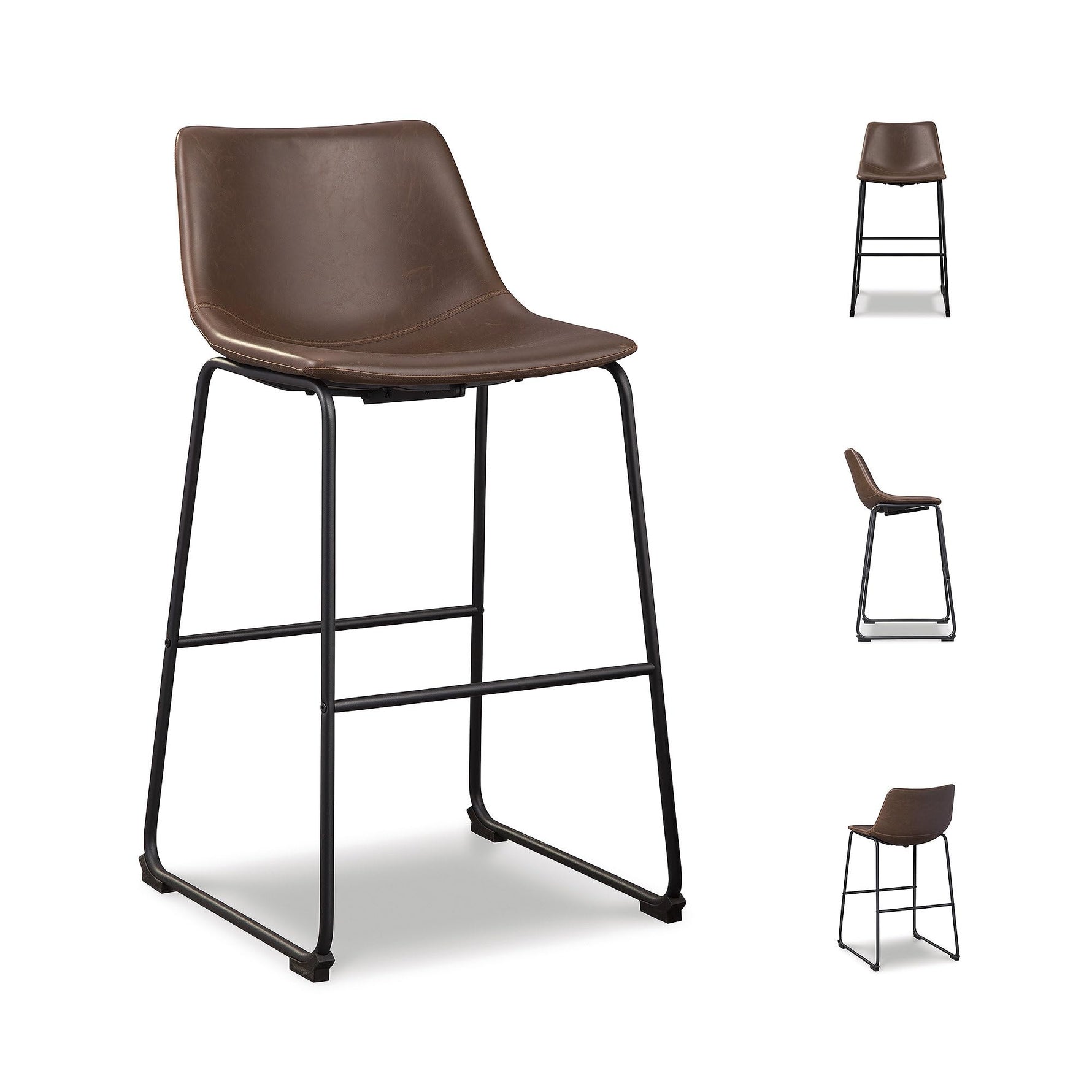 Signature Design by Ashley Centiar 24" Counter Height Modern Bucket Barstool, 2 Count, Black